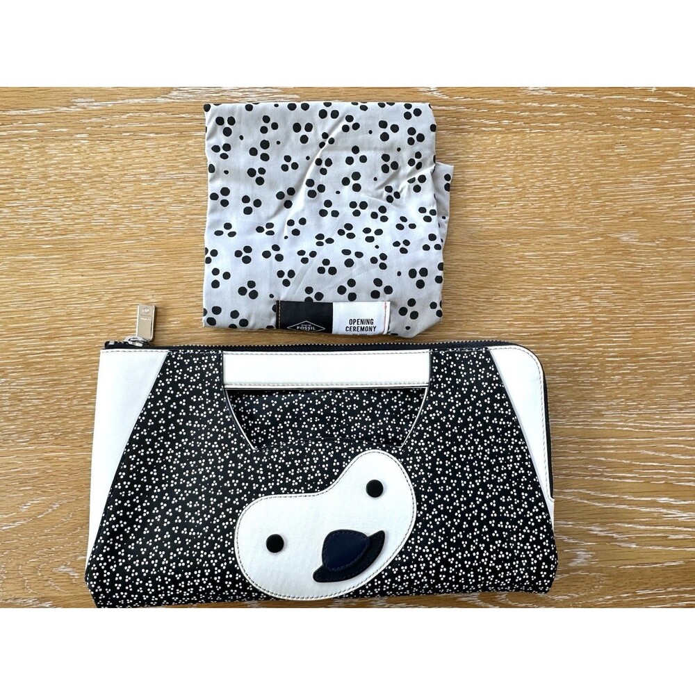 Fossil Opening Ceremony Sloth Clutch Bag Purse Navy White NWOT Rare Collector